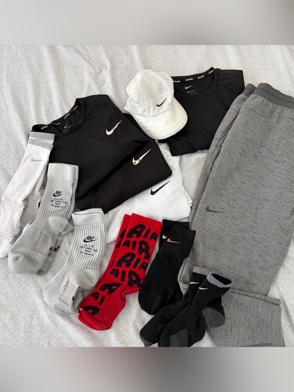 Nike Men’s Large Athletic Bundle | Swim UPF 40, Joggers, Race Socks, Running cap